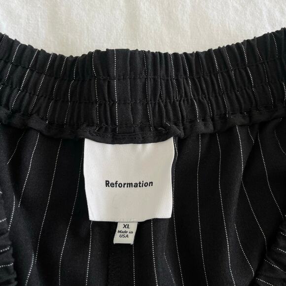 Reformation Black and White Pinstripe Tully Wide Leg Pull On Pant, Size XL - Picture 11 of 16